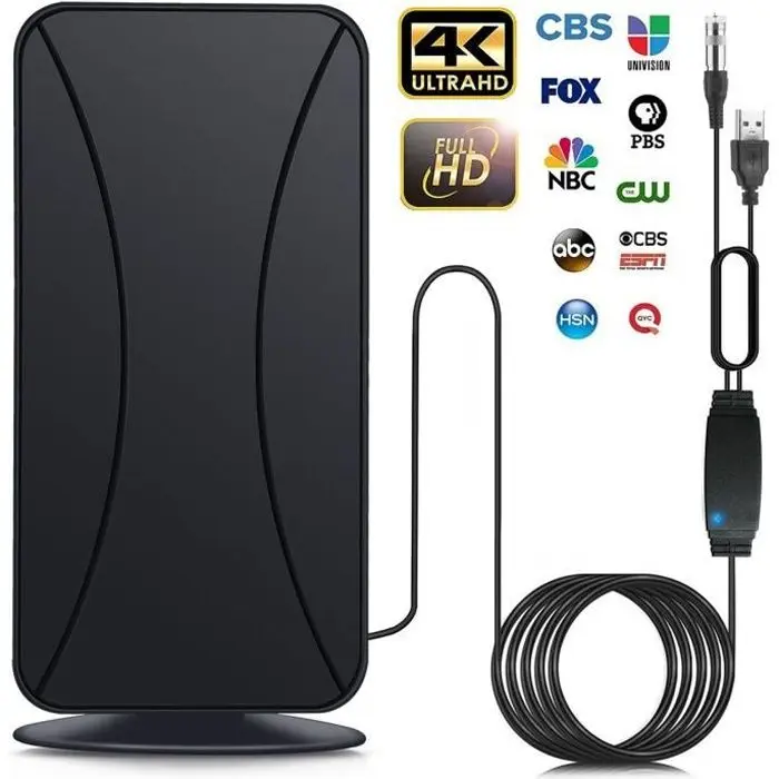 Antena de TV para interiores y exteriores, potente antena HDTV digital de 480 km con amplificador de señal inteligente - 1