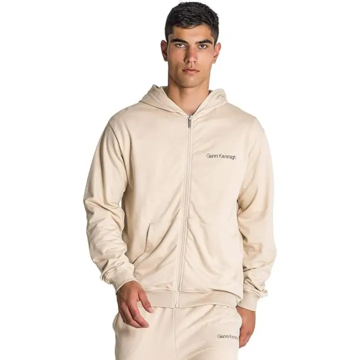Gianni Kavanagh Beige Essential Micro Hoodie Jacket Hooded Sweatshirt para Hombre - 1