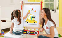 Caballete Infantil de Madera con Pizarra, Altura 80CM a 107CM, Caballete de Arte Infantil, Dibujo de Doble Cara Plegable Pizarra Blanca y Verde, Caballete de Arte de Altura Ajustable con Números, Caballete de pie con números, Otros Accesorios para niños - details 4