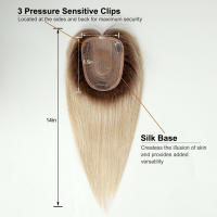 Extensiones De Cabello Humano Remi Ombre Rubio Para Mujeres Tope Con Flequillo Base De Seda Clip in Extensión De Cabello Para Mujeres Con Poco Cabello - details 6