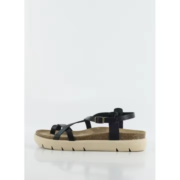 Sandalia Mujer Piel Genuina Negro - Altura del Piso 3cm - 1