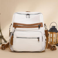 Mochila de PU retro europea y americana, mochila informal de gran capacidad para mujer - details 5