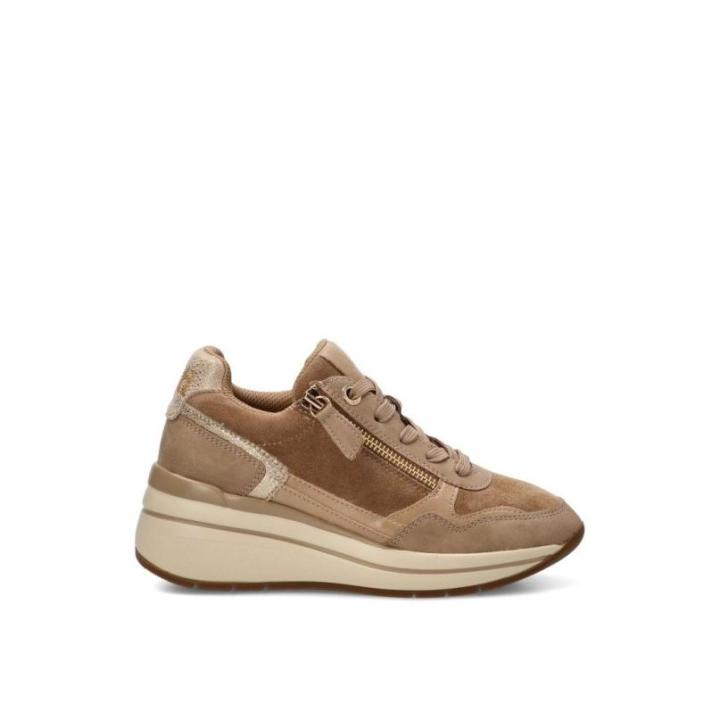 Xti casual sneakers - women - medium wedge - model 146169 - beige color
