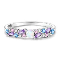 Anillo De Lujo Pandach 925 Plata Con Piedra CZ Colorida Y Flor Redonda Para Mujer Joyería De Boda Y Compromiso Regalo - details 24