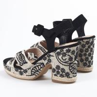KTEY 523 BRIGIDA Sandalias plataforma mujer 32575 24V SANDALIA CRUZADA TACON YUTE ENCAJE NEGRO - details 2