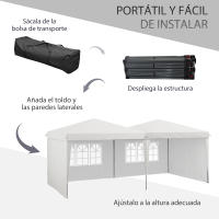 Outsunny Carpa Plegable 6x3 m con Paredes Laterales Carpa para Fiestas Altura Ajustable con Bolsa de Transporte Ruedas y 5 Bolsas de Arena para Exterior Jardín Patio - details 3