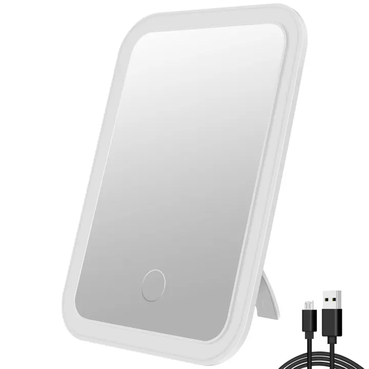 Espejo De Maquillaje Portátil Con Luz LED Pantalla Táctil De 3 Colores Ajustable Espejo Cosmético Plegable Para Belleza - 1