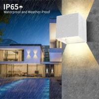 12W luz de pared interior/exterior, regulable IP65 impermeable LED lámpara de pared arriba abajo lámpara 3000K blanco cálido apliques de pared para sala de estar dormitorio camino 2 unidades (blanco) - details 2