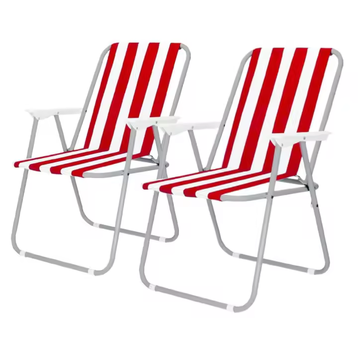 Set 2 Sillas Playa Rayas Silla Camping Piscina Jardin - 1