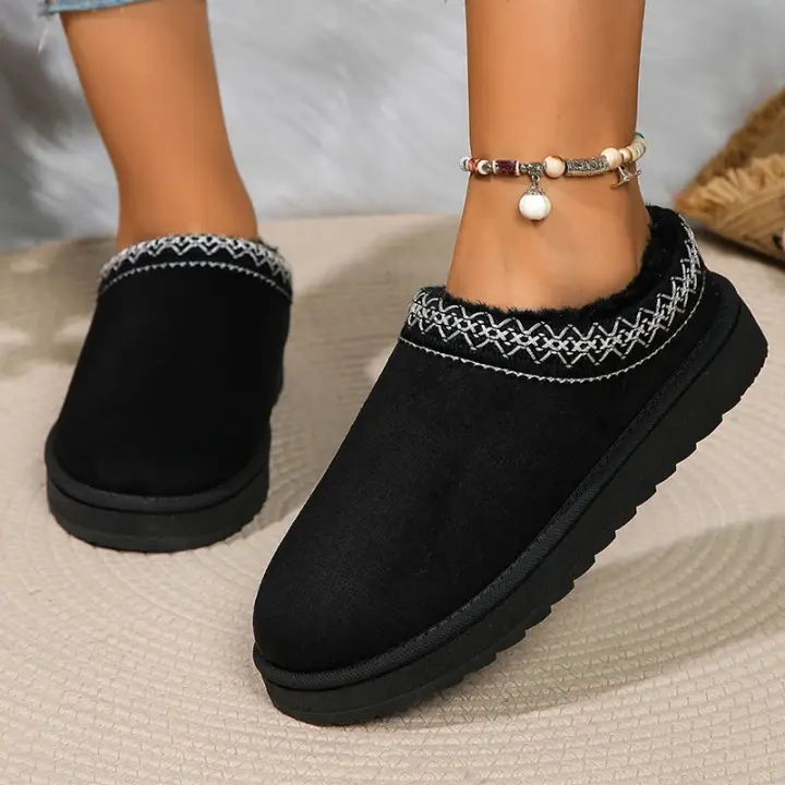 Botas Térmicas De Nieve Para Mujer Sin Tobilleras Cierre De Cordón Y Algodón Tallas 36-44 Para Otoño E Invierno Material De Pelo Y Suela De Goma - 1