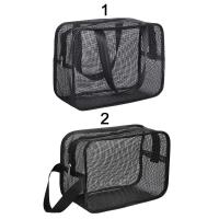 Bolsa De Baño Portátil Malla Almacenamiento De Maquillaje Y Toallitas Para Viajes Organizador Rectangular Ecológico De Nylon Y Malla - details 3