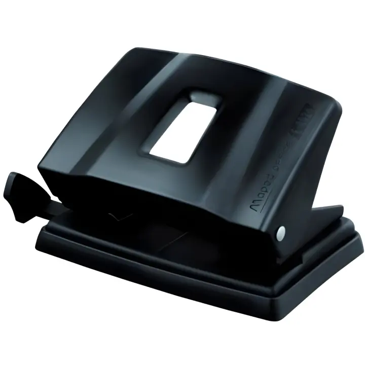 Perforador de Papel Maped Office Essentials - Perfora Hasta 25 Hojas, 2 Agujeros, Diseño Metálico Duradero, Color Negro, Ideal para Estudio y Oficina - 1