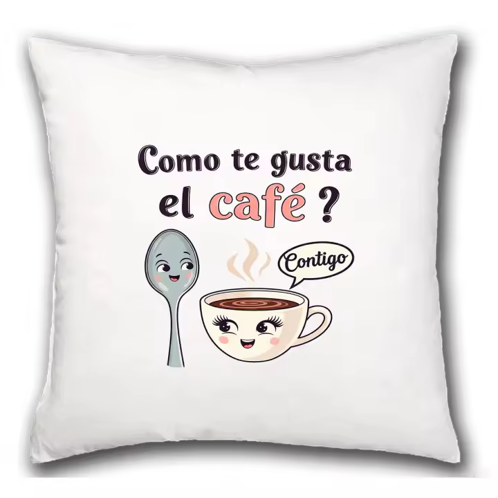 MERCHANDMANIA Cojín frase bonita amor san valentin aniversario novios café juntos contigo hogar comodo cussion - 1