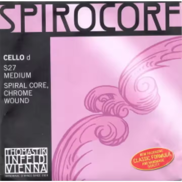 CUERDA VIOLONCELLO-Thomastik (Spirocore S 27) (Metal/Cromo) 2ª Medium Cello 4/4 (Re) D (Una Unidad) - 1