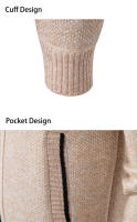 Chaqueta De Cuello Alto Para Hombres Invierno Fleece Cashmere Cardigan Zip up Smart Casual Outerwear Con Bolsillos Técnica De Tejido Por Computadora - details 11