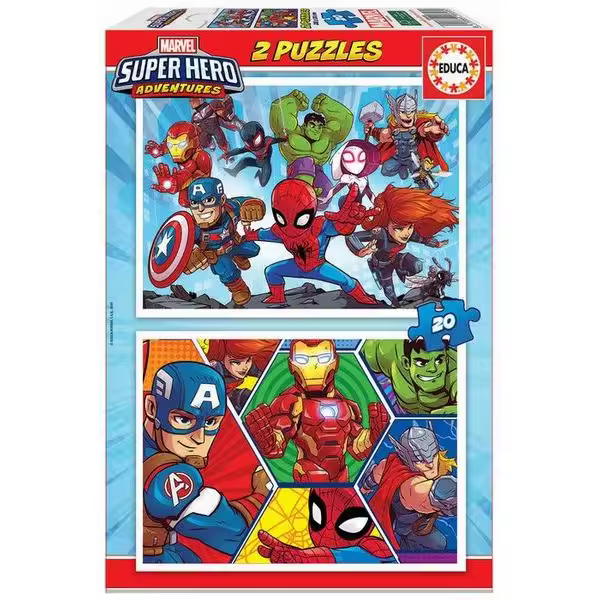 Educa - Marvel Super Heroe Adventures Puzzles, 2x20 Piezas, Multicolor (18648) - 1