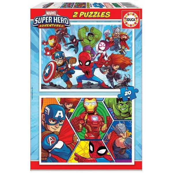 Educa - Marvel Super Heroe Adventures Puzzles, 2x20 Piezas, Multicolor (18648) - 1