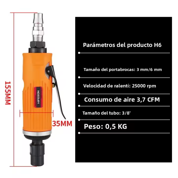 HIFESON Herramienta De Grindaje Pneumático 1/4" Molino De Grindaje Para Engrazado Y Pulido Con Uso Comercial En Fábricas - 1
