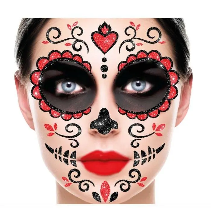 Complemento para Halloween Tatuaje Facial Adhesivo Catrina. Contenido Tatuaje Facial. #Guirca  #Halloween  #Terror  #Maquillaje #Catrina - 1