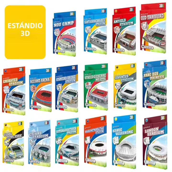 Puzzle 3D De Estadios De Fútbol Bernabeu Camp Nou Anfield Juego De Construcción Para Niños Modelo De Edificios Famous - 1