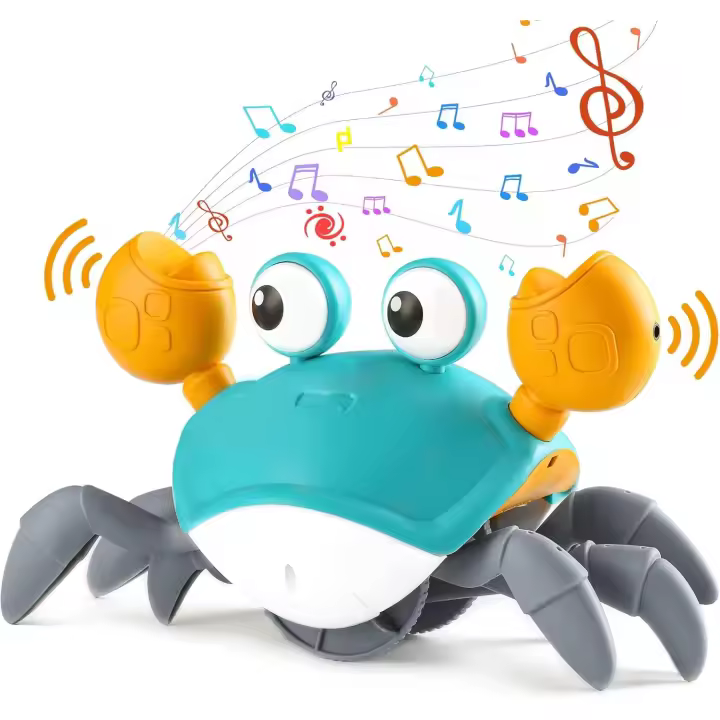 Juguete de cangrejo para gatear para bebés, juguete de cangrejo para caminar por inducción para niños pequeños con música y luces LED, juguete de desarrollo de aprendizaje interactivo (绿色) - 1