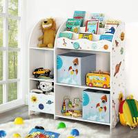 Estantería infantil blanca, organizador multifuncional para juguetes y libros de niños, con 2 cajas, gran capacidad, tema universal, para dormitorio y salón - details 1