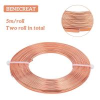 2 Rolls 32 Pies 3mm Ancho Cable Plano De Joyería Artesanal 18 Aro Aluminio Para Modelado De Brazos Joyería Hacer - Cobre - details 1