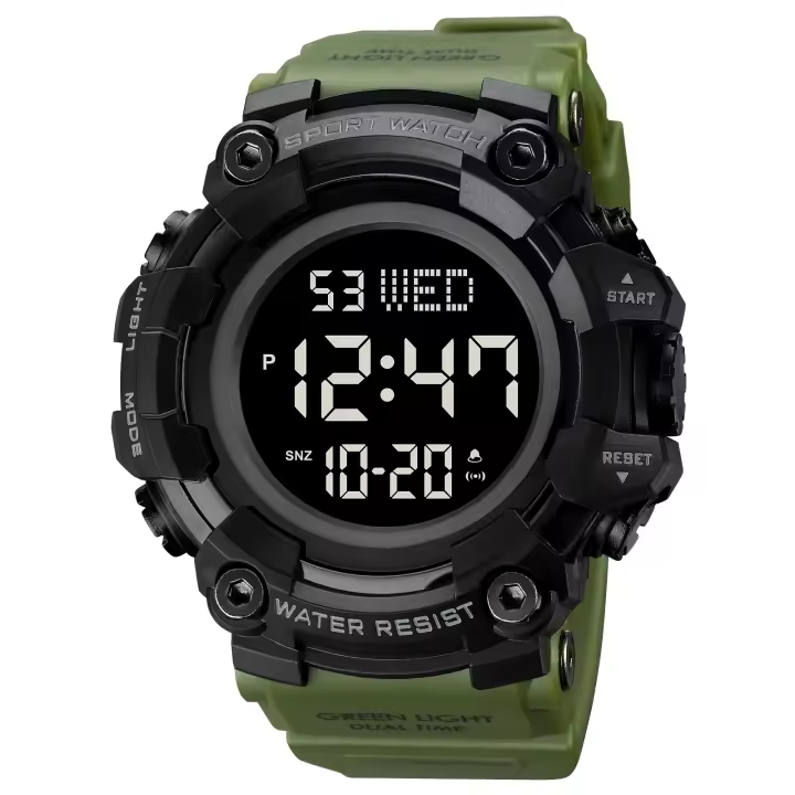 Reloj Deportivo SKMEI Con Pantalla LED Y Luz De Escritorio Para Hombres Resistente Al Agua 5Bar Reloj De Pulsera Digital Con Cuenta Regresiva Y Luz Retroiluminada - 1