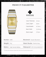 Reloj De Pulsera De Cuarzo Para Hombre WWOOR Moda Nueva Lujo Cuadrado Acero Inoxidable Impermeable Reloj De Mano Masculino - details 2