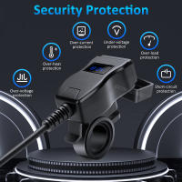 Cargador Rápido PD QC3.0 Para Motocicleta Con Voltímetro Digital Y Conector Tipo C Impermeable Para Celular Adaptador De Corriente De 12V 36W - details 3