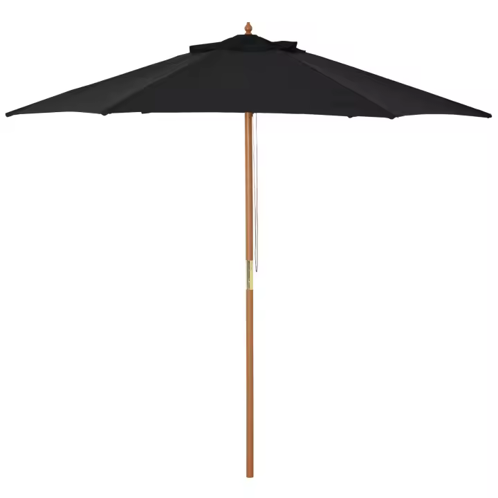 Outsunny Sombrilla Parasol de Madera Ø250x230cm para Exterior con 6 Varillas Sistema de Cuerda con Fijación Desmontable Portátil Fácil de Guardar y Transportar - 1