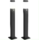 Outsunny Set de 2 balizas de iluminación exterior con sensor Balizas de luz LED en aluminio Altura 58,5 cm Estancas IP65, Farolas para caminos y entradas - color negro - 1