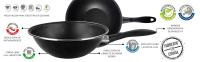 MAGEFESA Black - Wok 28cm de acero vitrificado exterior negro. Antiadherente bicapa Reforzado efecto piedra. Apto para todo tipo de cocinas, especial inducción. 50% de ahorro energético. - details 0