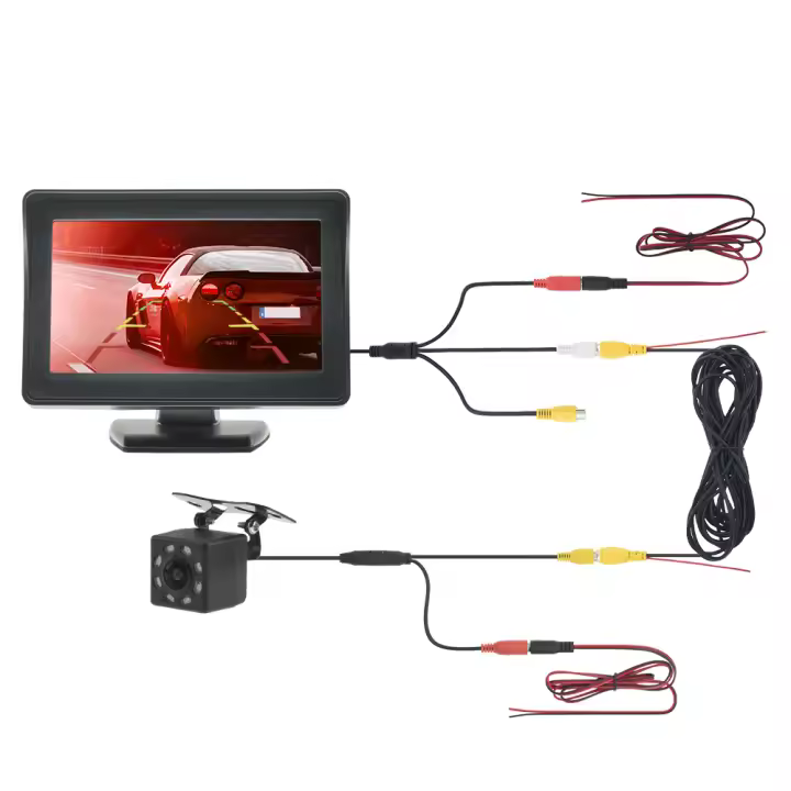 Cámara De Retrovisores LED HD MJDOUD Con Pantalla De Monitor Para Coche 9-36V Para Parqueo Pantalla De 4.3 Pulgadas - 1