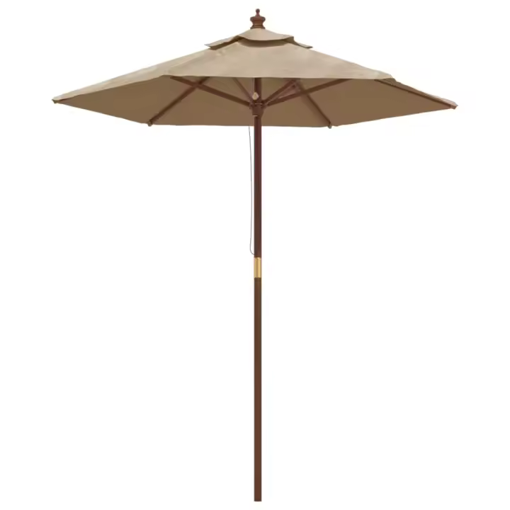 Sombrilla de Jardín con Poste de Madera gris topo 196x231 cm - 1
