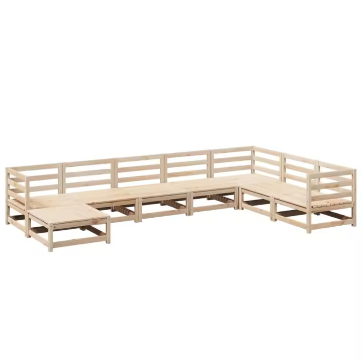 vidaXL Juego de sofás de jardín 8 pzas madera maciza de pino - 1