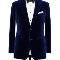Chaqueta De Veludo Azul Real Para Hombre Corte Slim Con Notch Lapel Y Cierre Simple Ropa Diaria Casual Smoking Jacket - details 4