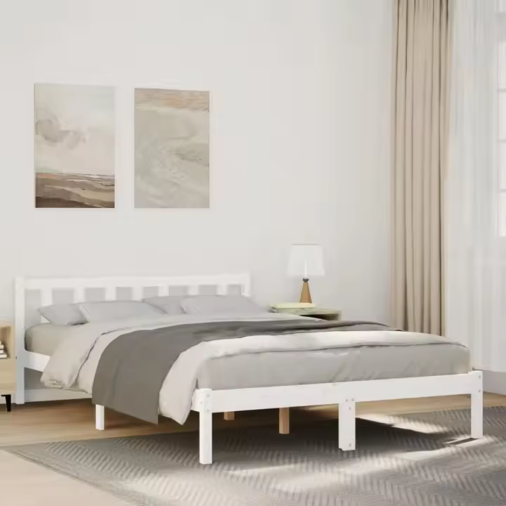 vidaXL Cama extralarga sin colchón madera maciza pino blanca 80x210 cm - 1