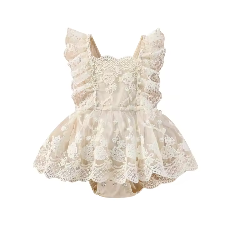 Bodysuit De Verano Para Bebés Niñas Lioraitiin Con Encaje Floral Estilo off Shoulder Ropa Infantil Recién Nacidos 0-24M - 1