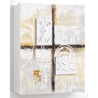 Cuadroexpres - Armario para Llaves, Pintado a Mano, Abstracto Marrón y Plata 26x31x6 cm, con 15 Ganchos, con Relieve, 100% Original, Firmado por el Artista - details 0