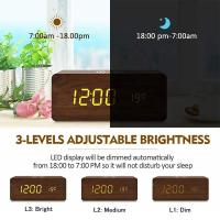 Reloj De Alarma Digital De Madera Con Carga Inalámbrica Reloj LED Con Hora Fecha Temperatura Para Escritorio Oficina Lado Del Cama Moderno - details 4