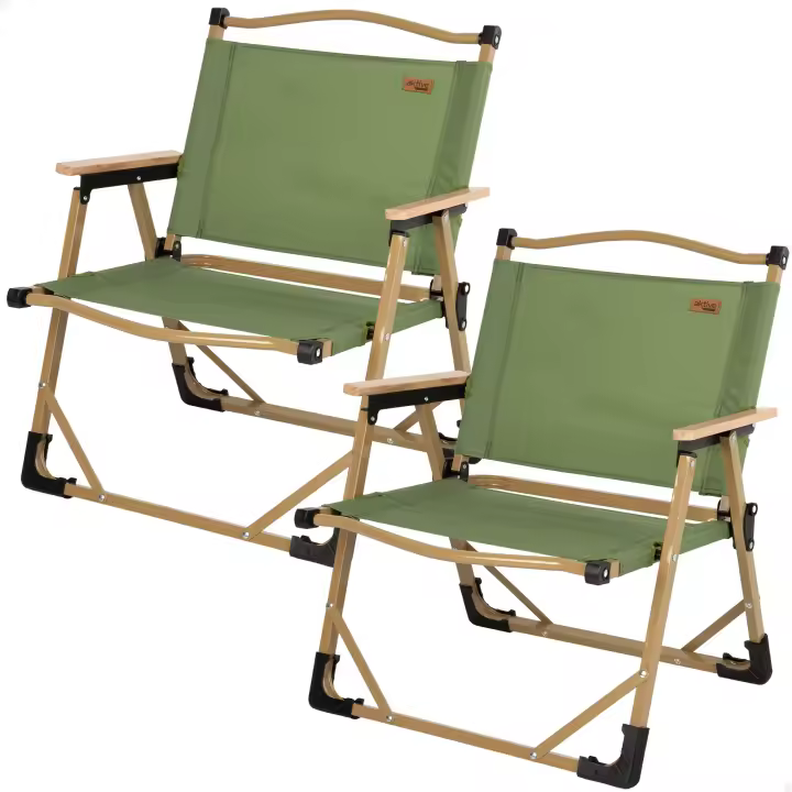Pack 2 sillas plegables bajas glamping verde acero Aktive - 1