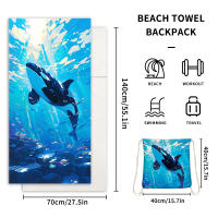 Bolsa de Playa de microfibra con Cordón, 2 en 1, toalla de Playa, mochila estampada, mochila múltiple - details 9