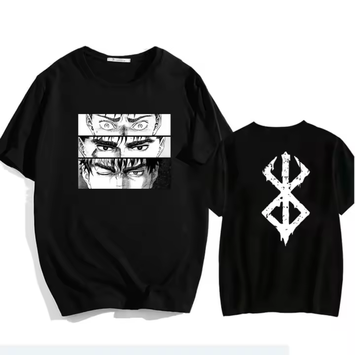 Camiseta De Algodón Anime Berserk Para Hombres Y Mujeres Estampada Casual Transpirable Ligera Secado Rápido Protección Solar Oversized De Verano - 1