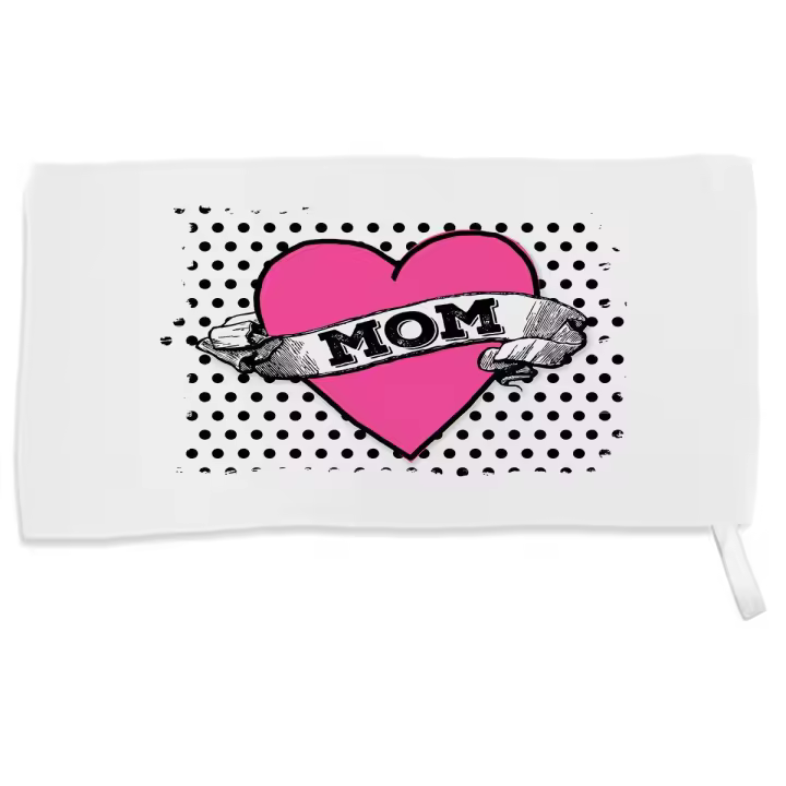 MERCHANDMANIA TOALLA PEQUEÑA ABSORBENTE amor madre tatuaje logo simbolo corazon mom suave personalizada con cinta elastica - 1