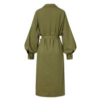 Vestido Largo De Mujer Celmia Con Cinturón Y Manga Larga Vintage Para Fiesta Y Oficina Elegante Moda Casual Midi V-cuello Polyester Spandex - details 5