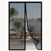 Easy-Install Magnetic Mesh Curtain for Summer - Insect & Mosquito Repellent, Breathable Polyester Blend, Classic Style, Ideal for Bedroom, Living Room & Wardrobe Doors - details 0