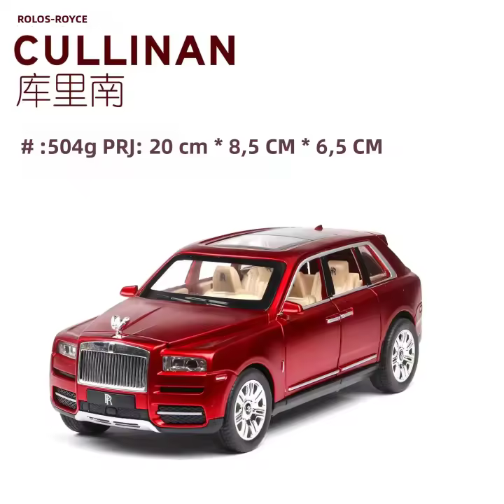 Modelo De Coche De Escala Rolls Royce Cullinan 1:24 En Aleación Gran Tamaño SUV De Metal Con Luz Y Sonido Juguete Pull Back Para Niños - 1
