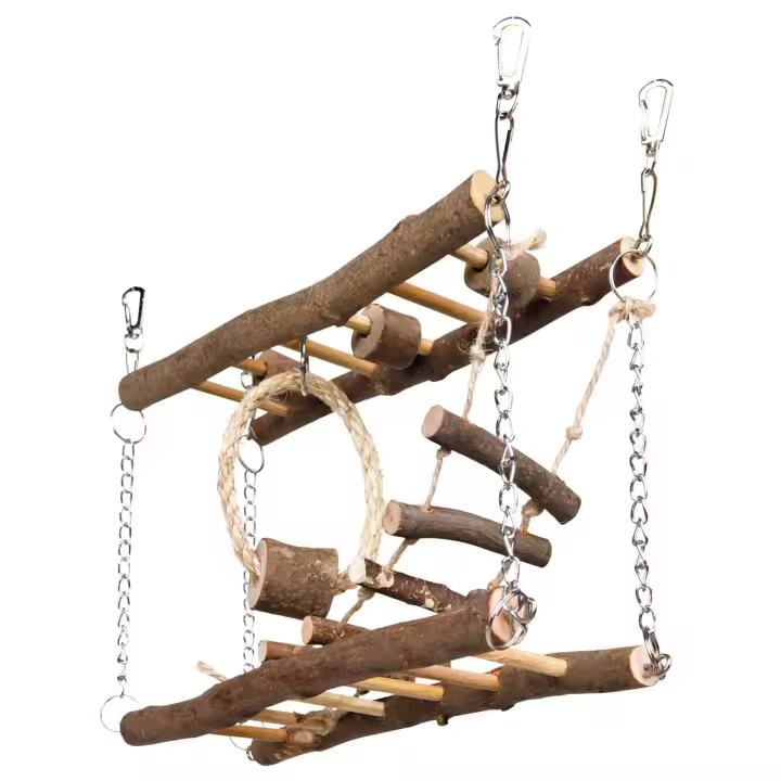 Trixie Puente Colgante Natural Living para Mascotas - Juguete de Madera con Escaleras y Anillo - 1