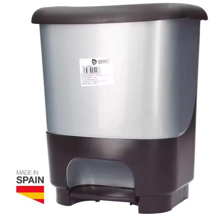 CUBO DE BASURA CON PEDAL 10L GSC EVOLUTION - CUBETA EXTRAÍBLE - EFECTO METAL - 1
